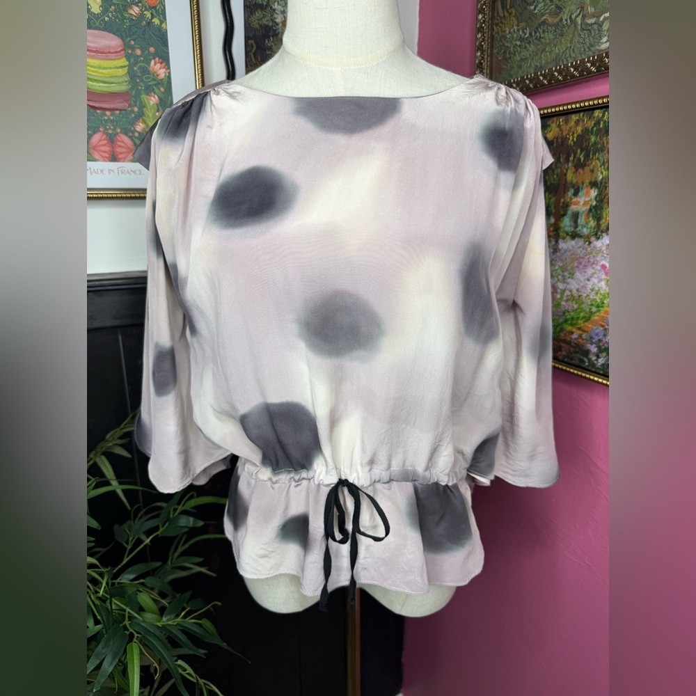 Anthropologie Under Water Blouse Silk J/J by Julie Haus Gray Sz Small